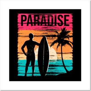 Surfing in a Paradise Posters and Art